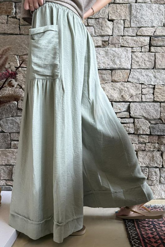 Basso Shirring Sailor Pant Khaki